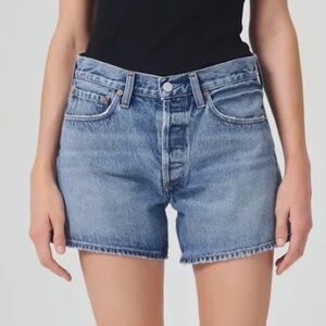 Agolde Parker Long Jean Shorts in the color Occurrence
